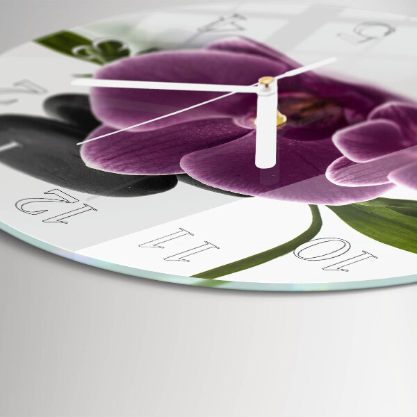 Ronde glazen klok Orchidee