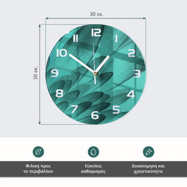 Ronde glazen klok Abstracte lijnen