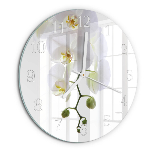 Ronde glazen klok Orchidee