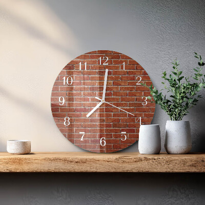 Ronde glazen klok Bakstenen muur