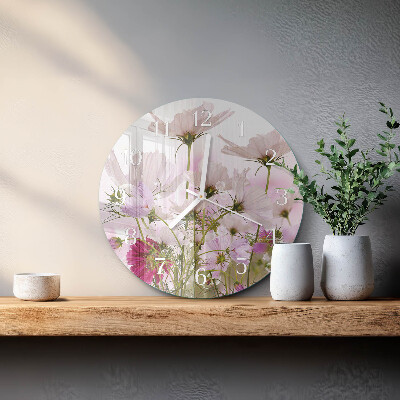 Ronde glazen klok Cosmosbloemen