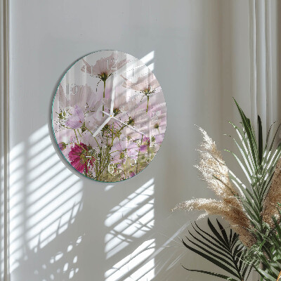 Ronde glazen klok Cosmosbloemen