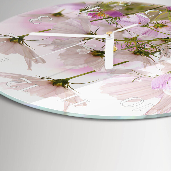 Ronde glazen klok Cosmosbloemen