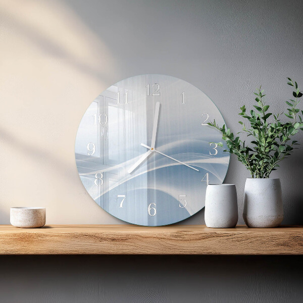 Ronde glazen klok Abstracte lijnen