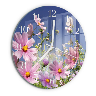 Ronde glazen klok Cosmosbloemen