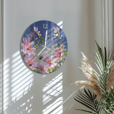 Ronde glazen klok Cosmosbloemen