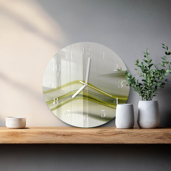 Ronde glazen klok Abstracte lijnen