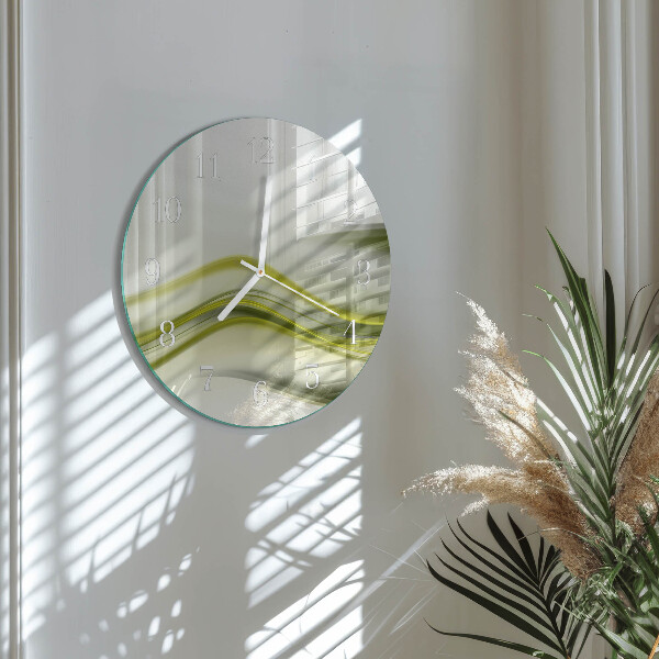 Ronde glazen klok Abstracte lijnen
