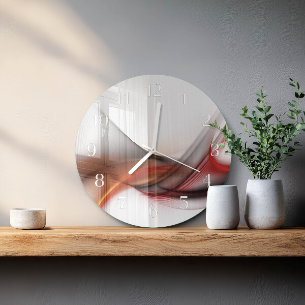 Ronde glazen klok Abstracte lijnen