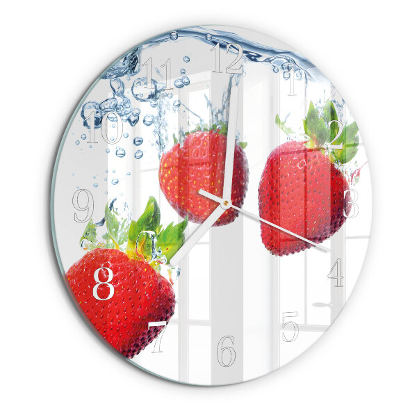 Ronde glazen klok Aardbeien