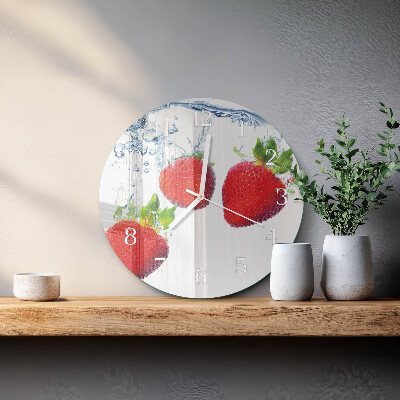 Ronde glazen klok Aardbeien