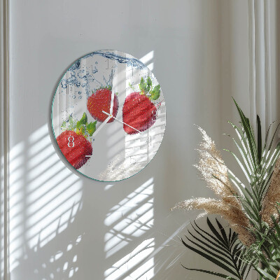 Ronde glazen klok Aardbeien