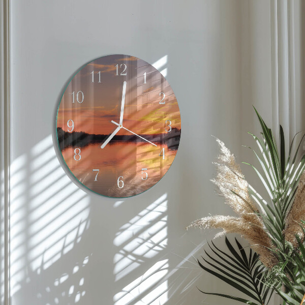 Ronde glazen klok Zonsondergang