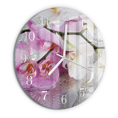 Ronde glazen klok Orchidee