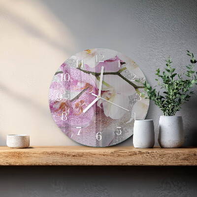Ronde glazen klok Orchidee