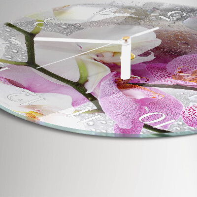 Ronde glazen klok Orchidee