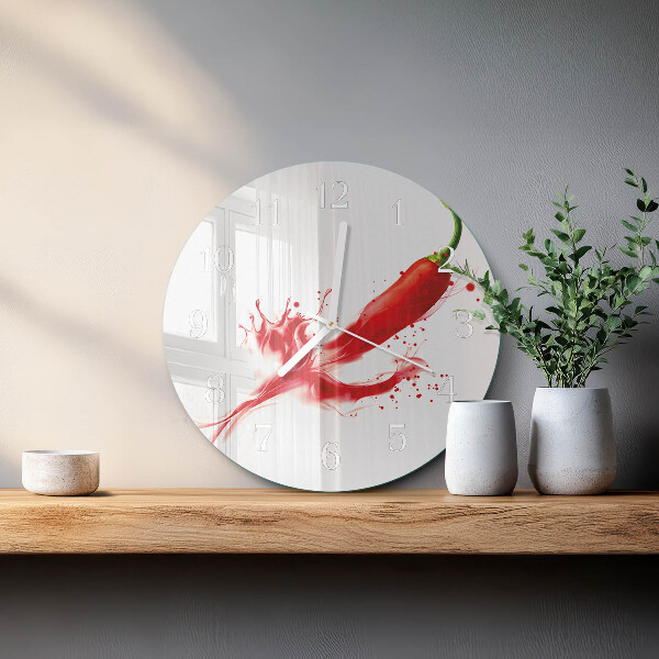 Ronde glazen klok Chilipeper