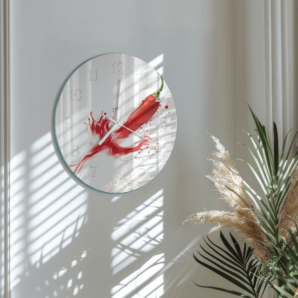 Ronde glazen klok Chilipeper