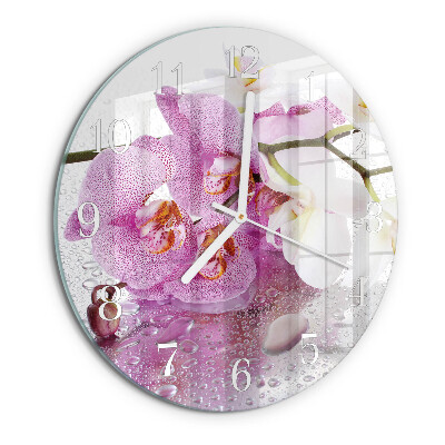 Ronde glazen klok Orchidee