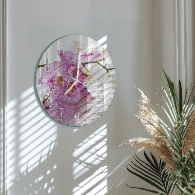 Ronde glazen klok Orchidee