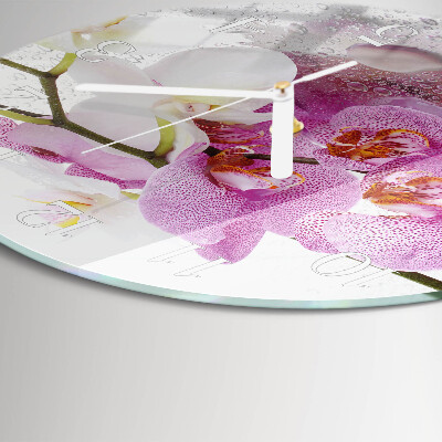 Ronde glazen klok Orchidee