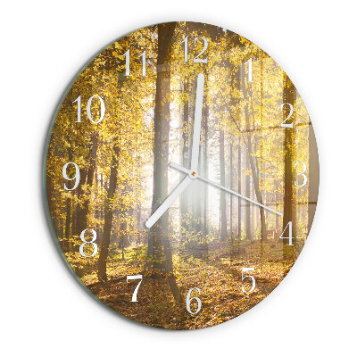 Ronde glazen klok De herfst in het bos