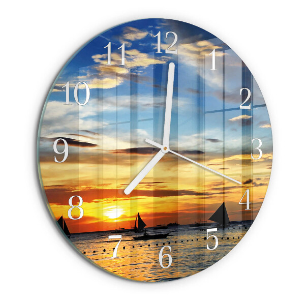 Ronde glazen klok Zonsondergang