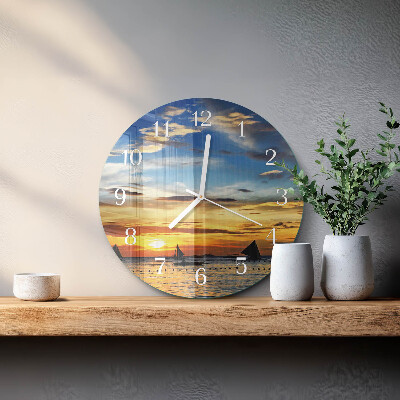 Ronde glazen klok Zonsondergang