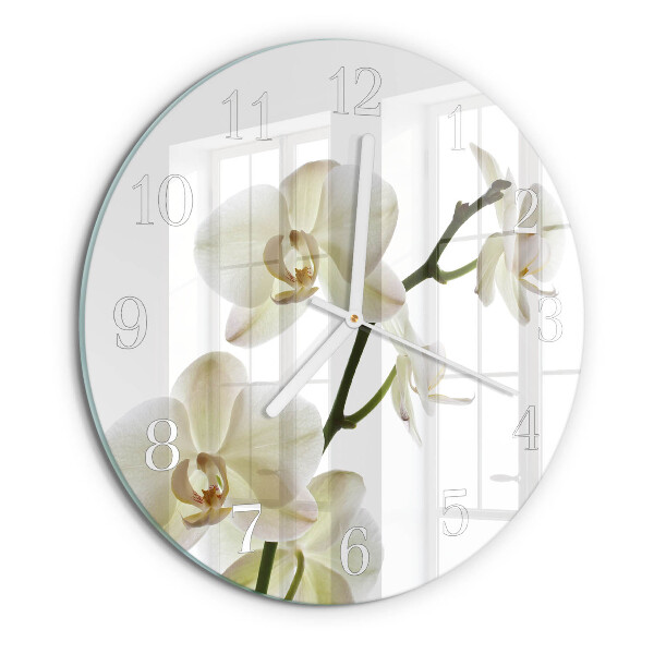Ronde glazen klok Orchidee