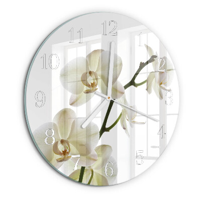 Ronde glazen klok Orchidee