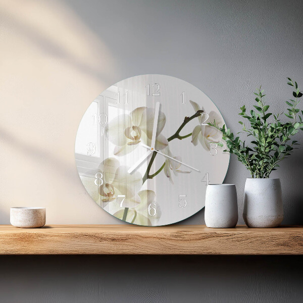Ronde glazen klok Orchidee