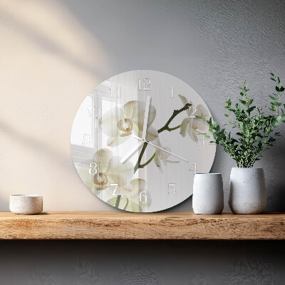 Ronde glazen klok Orchidee