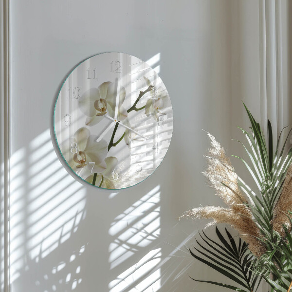 Ronde glazen klok Orchidee