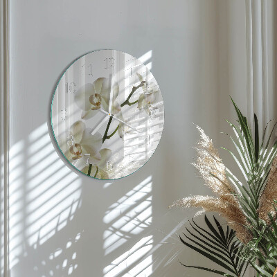 Ronde glazen klok Orchidee