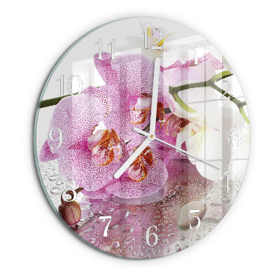 Ronde glazen klok Orchidee
