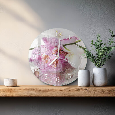 Ronde glazen klok Orchidee