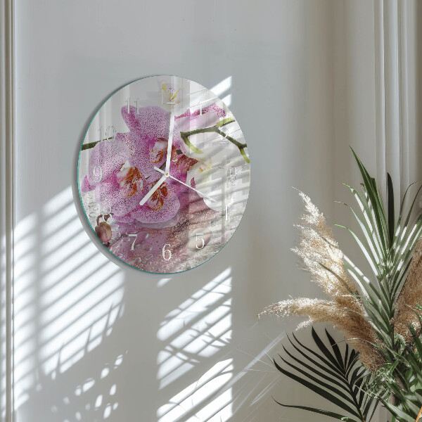 Ronde glazen klok Orchidee