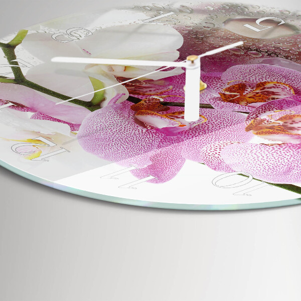 Ronde glazen klok Orchidee