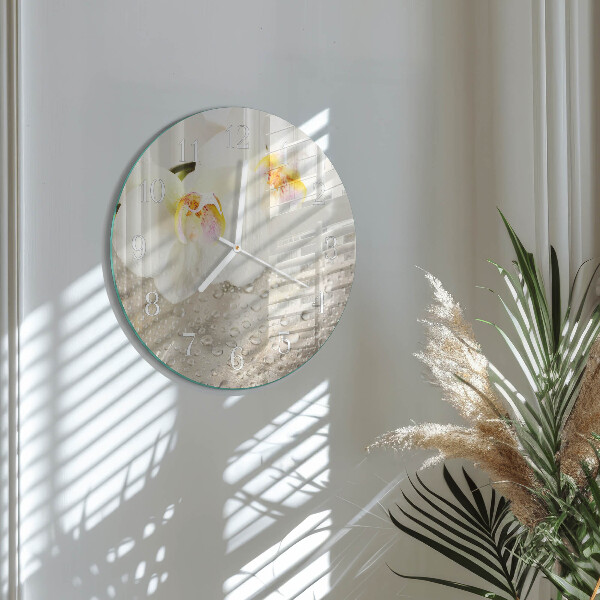 Ronde glazen klok Orchidee