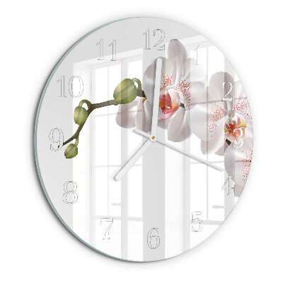 Ronde glazen klok Orchidee