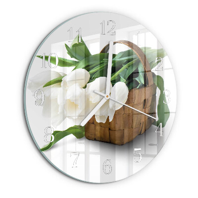 Ronde glazen klok Mand met tulpen