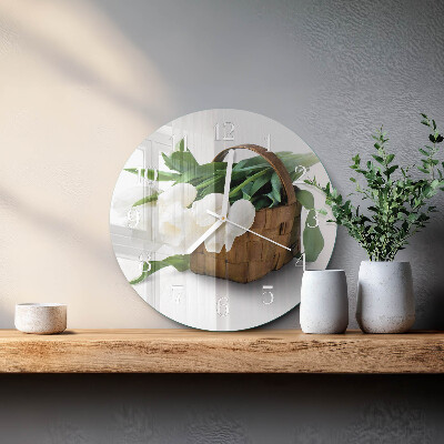 Ronde glazen klok Mand met tulpen