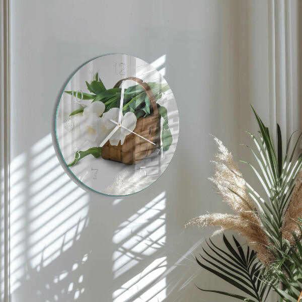 Ronde glazen klok Mand met tulpen
