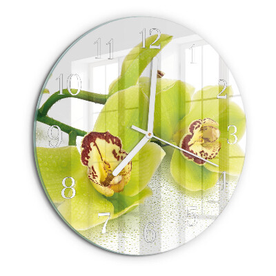 Ronde glazen klok Orchidee