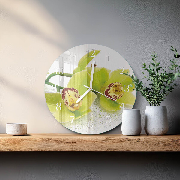 Ronde glazen klok Orchidee