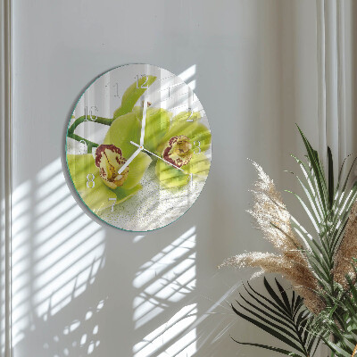 Ronde glazen klok Orchidee