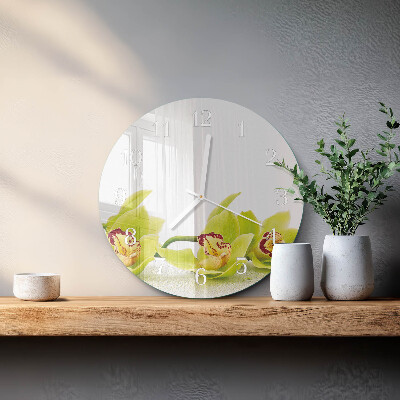 Ronde glazen klok Orchidee