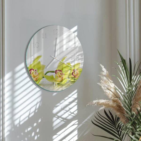 Ronde glazen klok Orchidee
