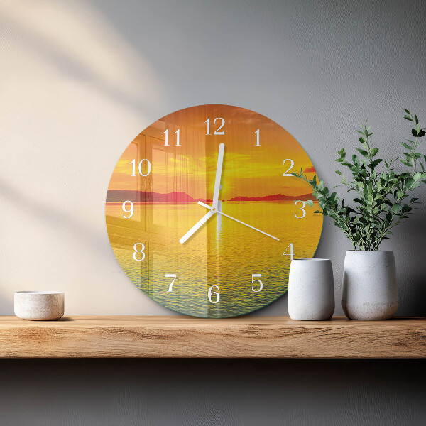 Ronde glazen klok Zonsondergang