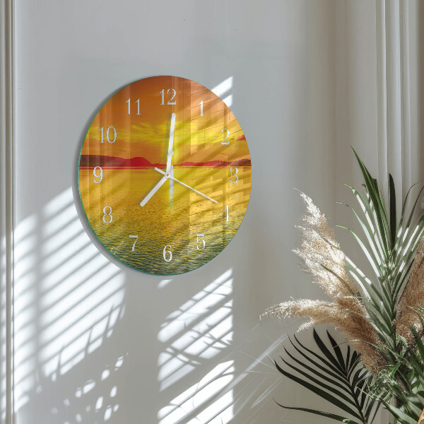 Ronde glazen klok Zonsondergang